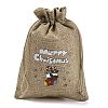 Christmas Printed Burlap Packing Pouches Drawstring Bags ABAG-Q053-02B-04-3