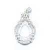 Anti-Tarnish Rhodium Plated 925 Sterling Silver Pendant Cabochon Open Back Settings STER-P044-02P-3