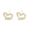 Brass Micro Pave Clear Cubic Zirconia Studs Earring for Women EJEW-S217-A10-1