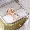 Brass Micro Pave Clear Cubic Zirconia Leverback Earrings EJEW-K300-17G-2