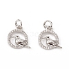 Brass Micro Pave Cubic Zirconia Bird Charms KK-E068-VB315-2