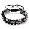 Sparkling Round Glass Braided Bead Bracelet BJEW-SW00082-06-1