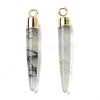 Natural Prehnite Brass Pendants G-B025-02LG-01-2