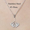 Non-Tarnish 201 Stainless Steel Hollow Ginkgo Leaf Pendant Necklace NJEW-OY001-64-3