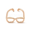 Brass Glasses Frame Open Cuff Ring for Women X-RJEW-F140-140KCG-1