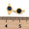 Brass Cubic Zirconia Flat Round Connector Charms KK-H204-02G-03-3