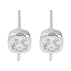 Brass Pave Clear Cubic Zirconia Stud Earring Findings KK-F875-01P-1