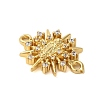 Rack Plating Brass Pave Clear Cubic Zirconia Sun Connector Charms KK-C067-05G-2