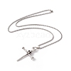 Alloy Cross with Skull Pendant Necklace with 201 Stainless Steel Box Chains NJEW-E016-03AS-2