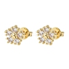 Brass Micro Pave Cubic Zirconia Flower Stud Earrings EJEW-H174-01C-G-4