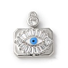 Rack Plating Brass Micro Pave Cubic Zirconia Enamel Pendants KK-P290-56C-P-1