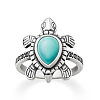 Retro Alloy and Synthetic Turquoise Finger Rings FS-WG1C352-02-2
