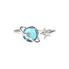 Sterling Silver Cubic Zirconia and Rotating Glass Cuff Rings FS-WG9C688-01-4