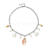 Natural Cultured Freshwater Pearl & Spiral Shell Bib Pendants NJEW-TA00181-4