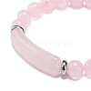 Natural Rose Quartz Beaded Stretch Bracelet BJEW-JB08879-07-4