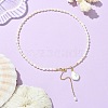 Adjustable Baroque Natural Keshi Pearl Pendant Natural Pearl Rice Beaded Lariat Necklaces for Women NJEW-JN06343-01-1