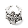 Alloy Bat Open Cuff Rings for Men Women RJEW-G286-02AS-2