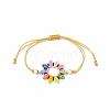 Glass Seed Sunflower Braided Bead Bracelet BJEW-MZ00023-1