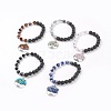 Natural Mixed Stone & Lava Rock Stretch Bracelets BJEW-JB03953-1