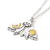 Enamel Skull Moth with Moon Pendant Necklace NJEW-G056-09AS-1