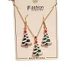 Christmas Tree Alloy Enamel Pendant Necklaces & Dangle Earrings Sets WG2E782-05-2