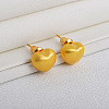 Heart Brass Stud Earrings for Women EJEW-G391-07G-1