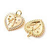 Valentine's Day Theme Brass Micro Pave Clear Cubic Zirconia Pendants ZIRC-P094-19G-RS-3