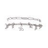 304 Stainless Steel Paperclip & Figaro Chain Bracelets for Women BJEW-JB12445-04-2