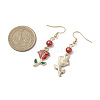 Valentine's Day Alloy Enamel Flower Dangle Earrings EJEW-JE06273-01-3