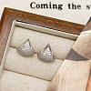 Brass Micro Pave Clear Cubic Zirconia Triangle Hoop Earrings FS-WGA22EE-02-1