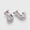 Brass Cubic Zirconia Slide Charms ZIRC-S063-01J-P-2