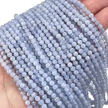 Natural Blue Lace Agate Beads Strands G-E411-12-3mm-01