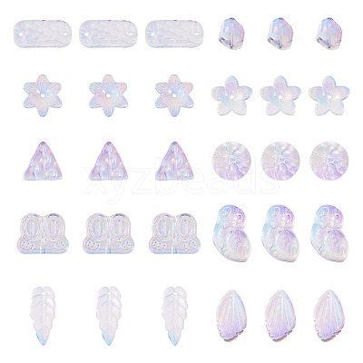 64Pcs Gradient Color Transparent Glass Beads GLAA-TA0003-48G-1