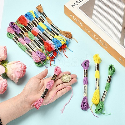 6Bundles Polyester Embroidery Floss OCOR-YW0001-25F-1