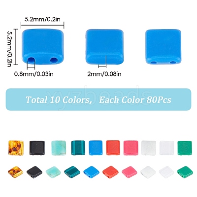 800Pcs 10 Colors Opaque Acrylic Slide Charms OACR-SC0001-36B-1