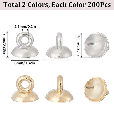 400Pcs 2 Colors Plastic Bead Cap Pendant Bails KY-SC0001-97-1