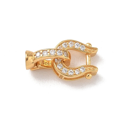 925 Sterling Silver Micro Pave Clear Cubic Zirconia Fold Over Clasps SE-CBAF1B0-07G-1