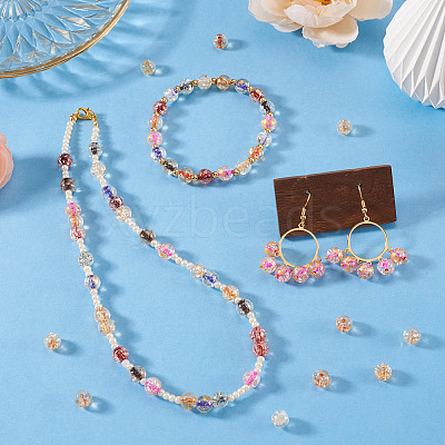 100Pcs Crackle Transparent Glass Beads GLAA-TADJ0001-12G-1
