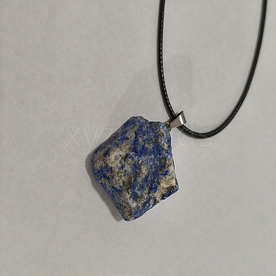 Natural Lapis Lazuli Raw Rough Nuggets Pendant Necklace FS-WG50F2C-10-1
