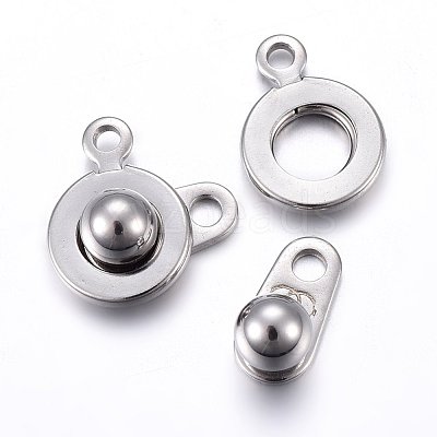 Non-Tarnish 201 Stainless Steel Snap Clasps STAS-C042-03P-1