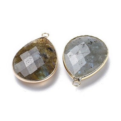 Faceted Natural Labradorite Pendants X-G-M356-B02-LG-1