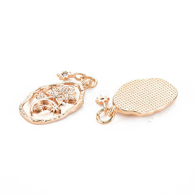 Brass White Opal Rhinestone Pendants X-KK-S364-214-1