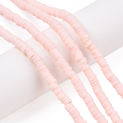 Flat Round Handmade Polymer Clay Bead Spacers X-CLAY-R067-4.0mm-27-1