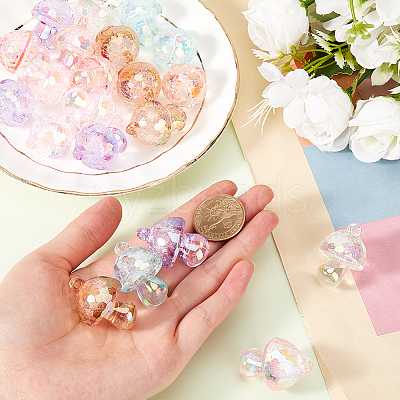 24Pcs 6 Colors Bubble Style Transparent Acrylic Pendants MUSH-SC0001-01-1