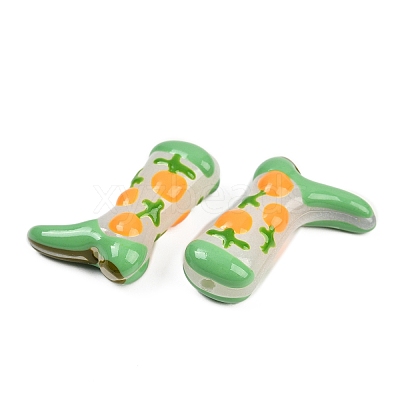 Boot Baking Paint Glass Enamel  Beads LAMP-C020-02H-1