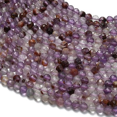 Natural Purple Phantom Quartz/Purple Lodolite Quartz Beads Strands G-L661-A01-4mm-1
