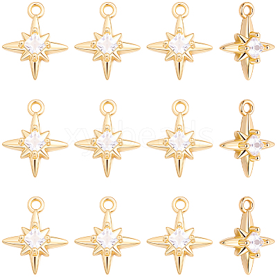 14Pcs Brass Micro Pave Cubic Zirconia Pendants KK-BBC0028-17-1