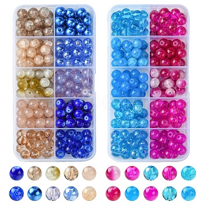 10 Colors Crackle & Baking Paint & Imitation Jade Glass Beads DGLA-YW0001-24A-1