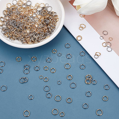 480Pcs 8 Styles 304 Stainless Steel Split Rings STAS-ME0002-62-1