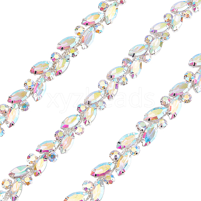 1 Yard(91.4cm) Iron Glass Rhinestone Strass Chains FIND-GF0002-38A-1